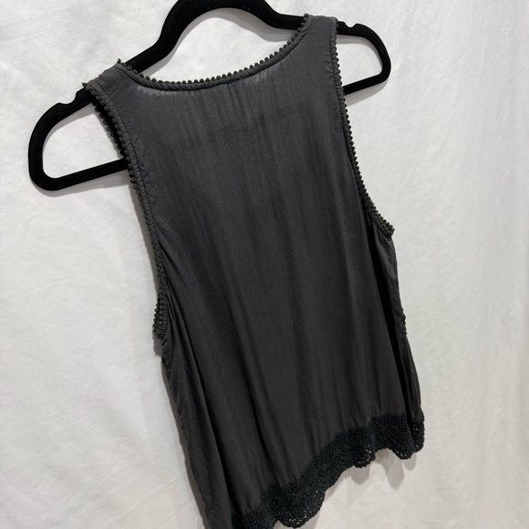 Blue Sky Crochet Trim Tank Top Small Boho Festival Sleeveless Blouse Lace Artsy - Picture 9 of 13